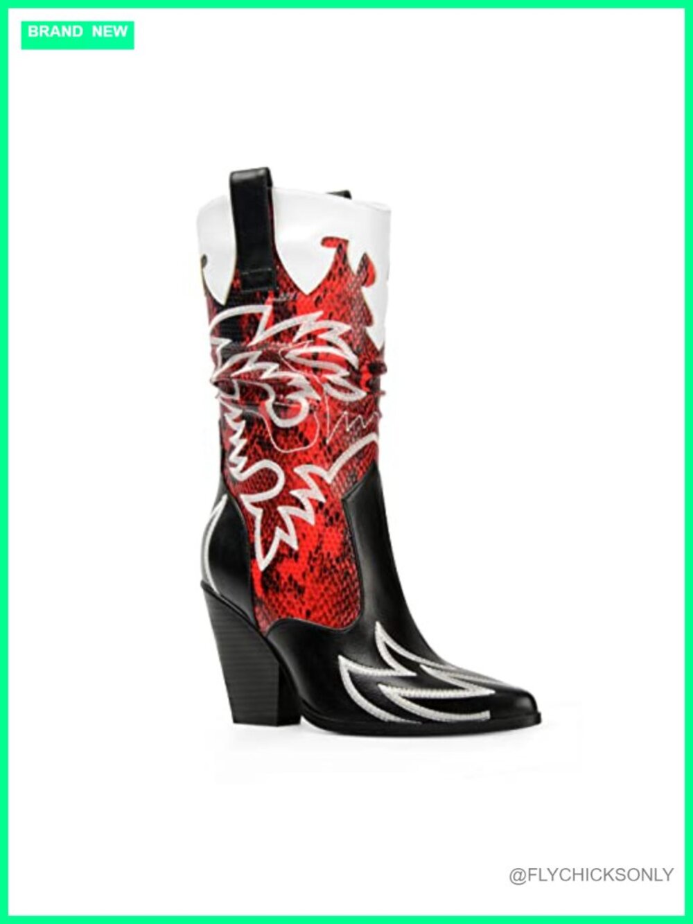 Women's Faux Leather Cowboy Boots Mid Calf Knee High Chunky Heel Western